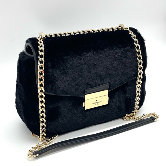 Kate Spade Carey Faux Fur Small Shoulder Bag Black - Picture 3 of 9